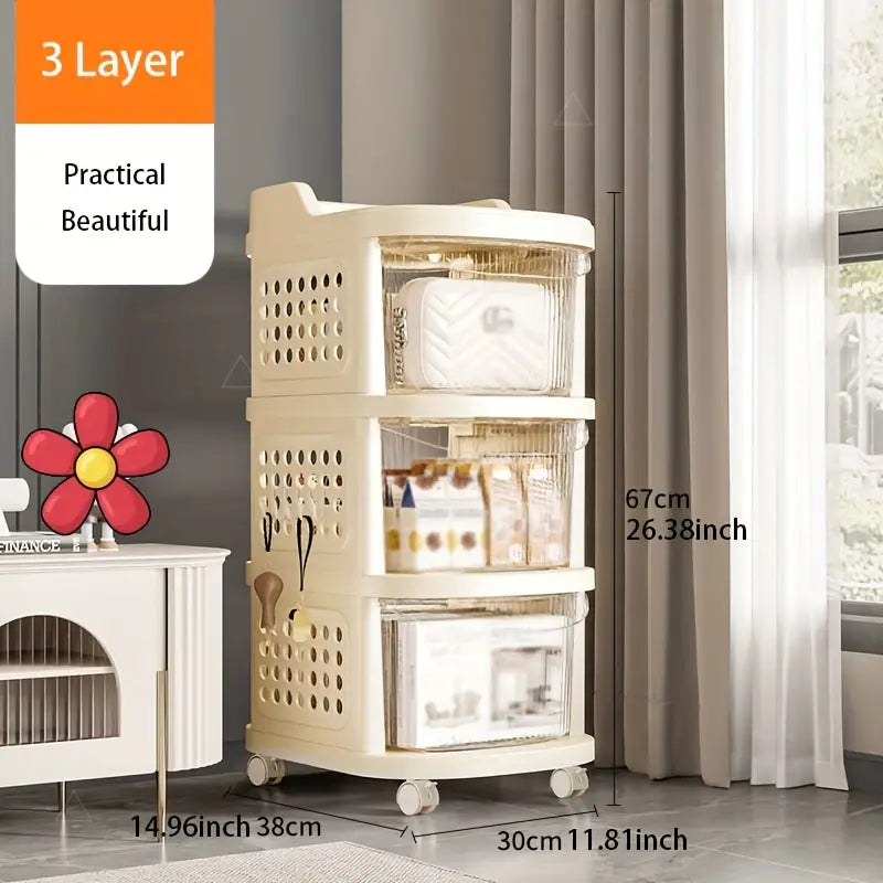 Multi-Tier Rolling Storage Organizer Cart with Drawers