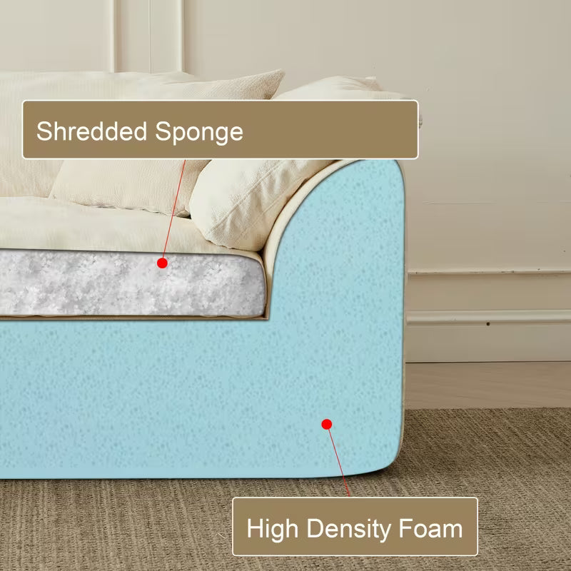 109" Modern Cloud Convertible L-Shape Couches with Ottoman