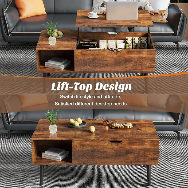 Lift Top Coffee Table With Hidden Storage Compartment