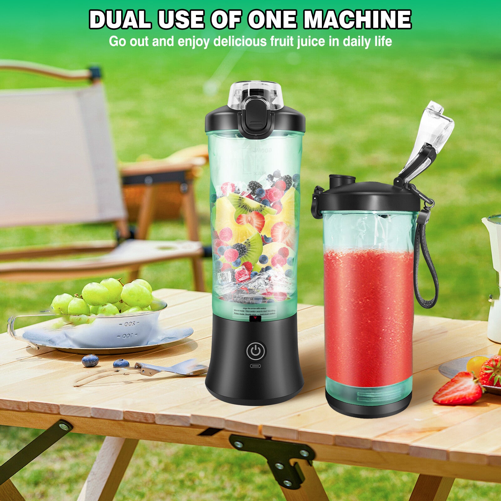 600ml Portable 2 in 1 Mini Smoothie Blender