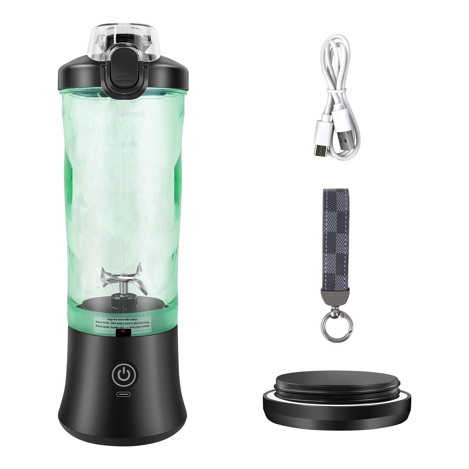 600ml Portable 2 in 1 Mini Smoothie Blender