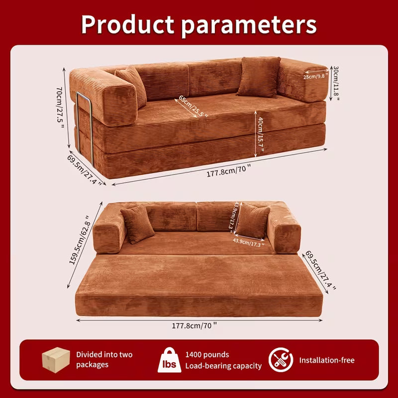 Folding Modular Convertible Sectional DIY Sofa Bed 