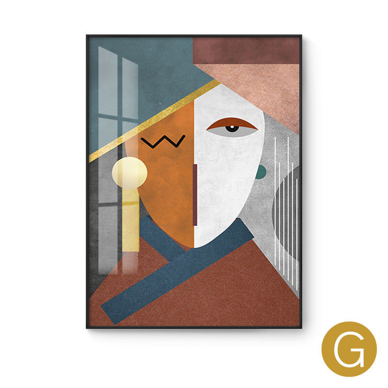 Decorative Abstract Canvas Face Portrait Painting