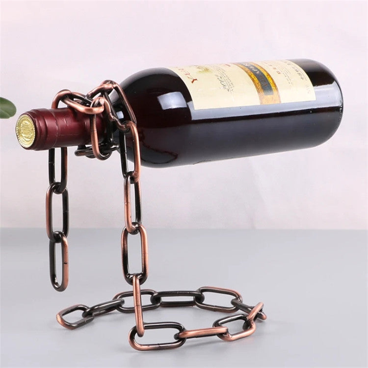Floating Iron Link Chain Wine Bottle Holder 