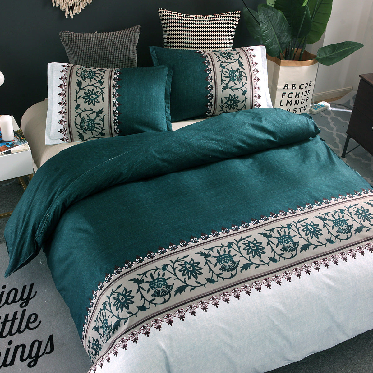 Comfy Farmhouse Boho Printed 3 Pieces Duvet Bedding Set