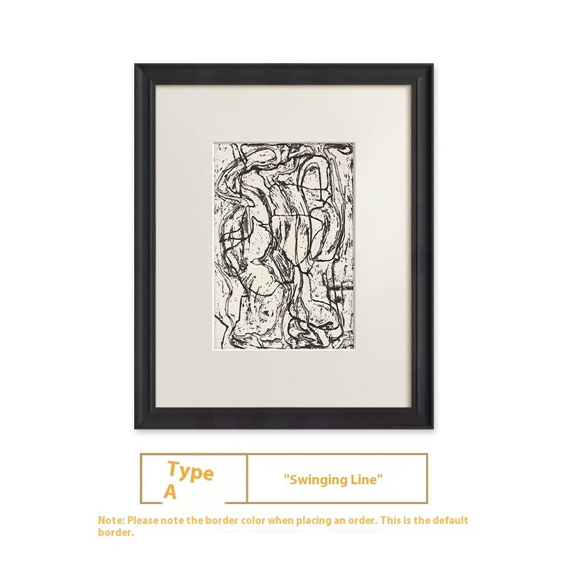 Black White High-End Linear Abstract Canvas Painting