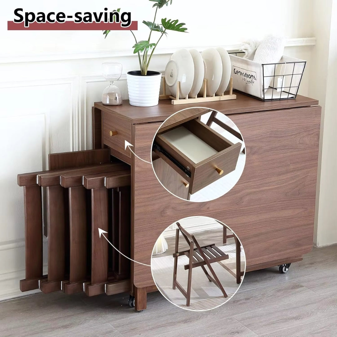 Extendable Folding Dining Space Saving Moveable Table