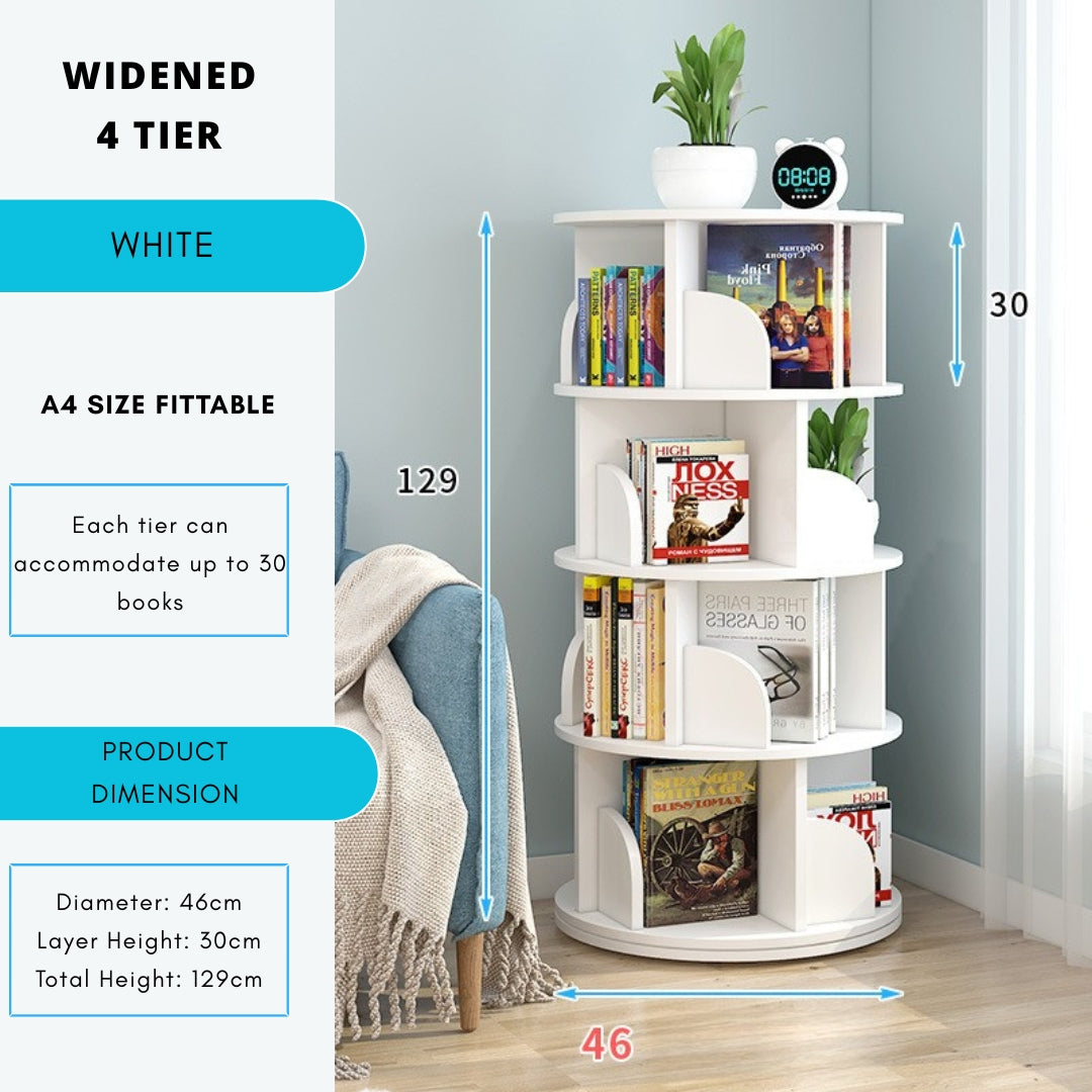 360° Rotating Solid Wood Stackable Corner Bookshelf