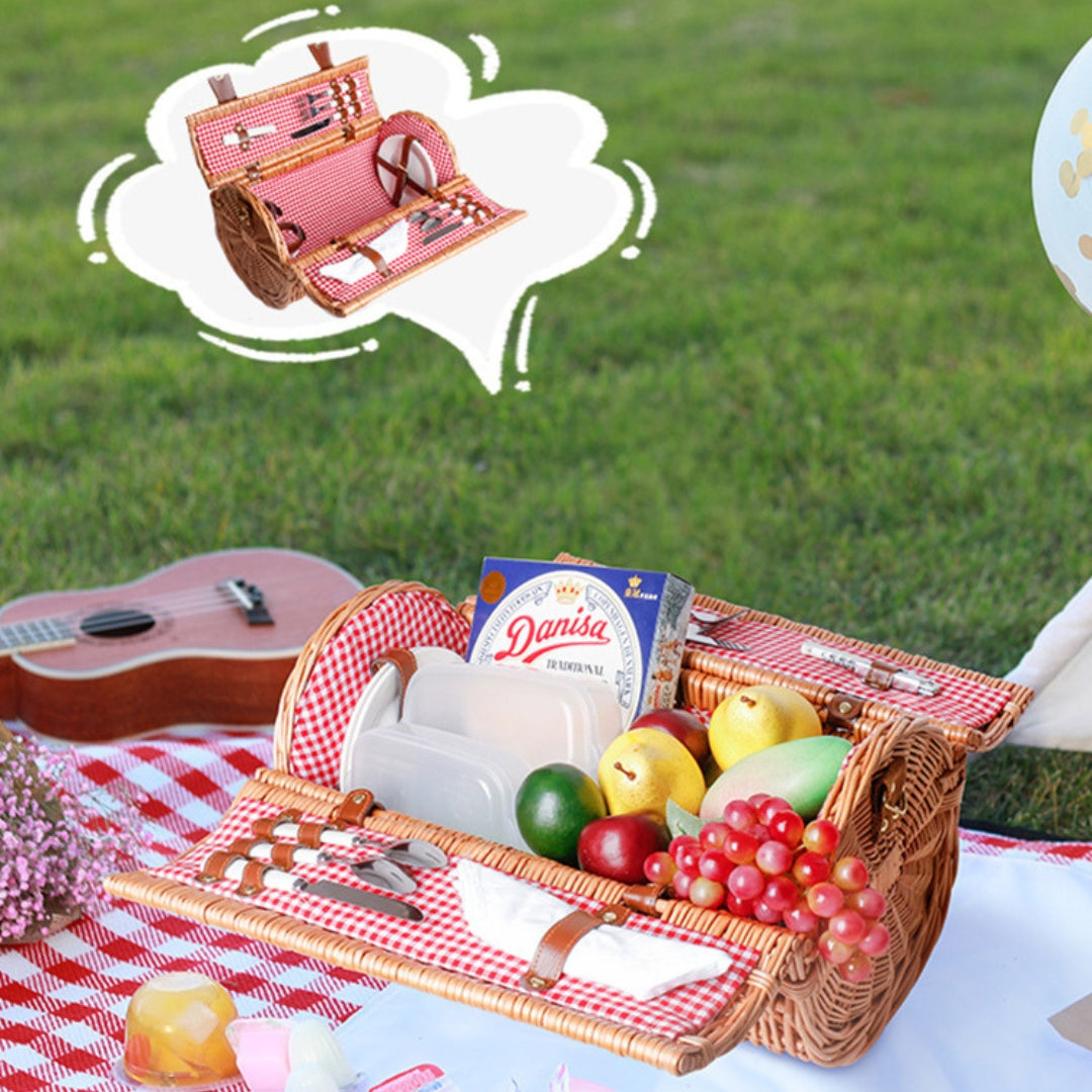 Romantic Wicker Basket Summer Picnic Set