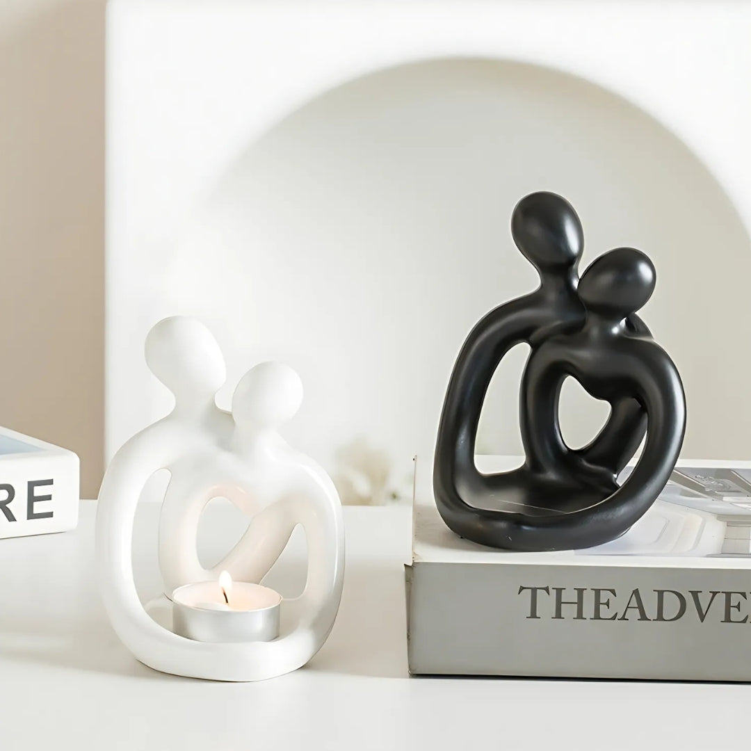Romantic Hugging Couple Ceramic Candle Holder