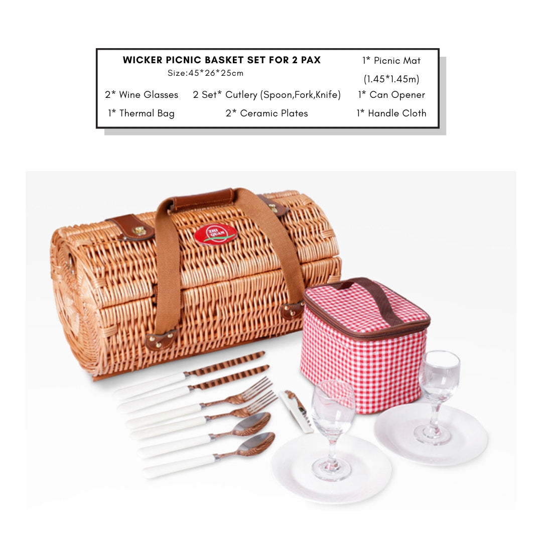 Romantic Wicker Basket Summer Picnic Set