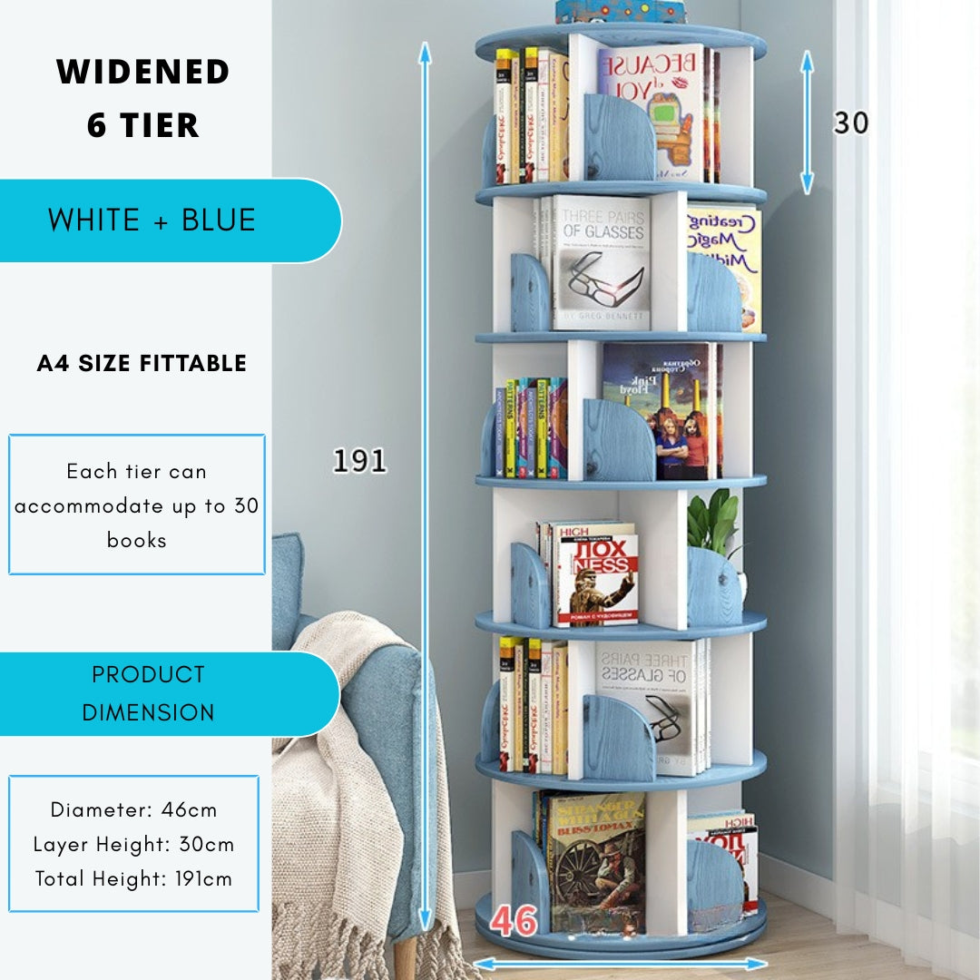 360° Rotating Solid Wood Stackable Corner Bookshelf