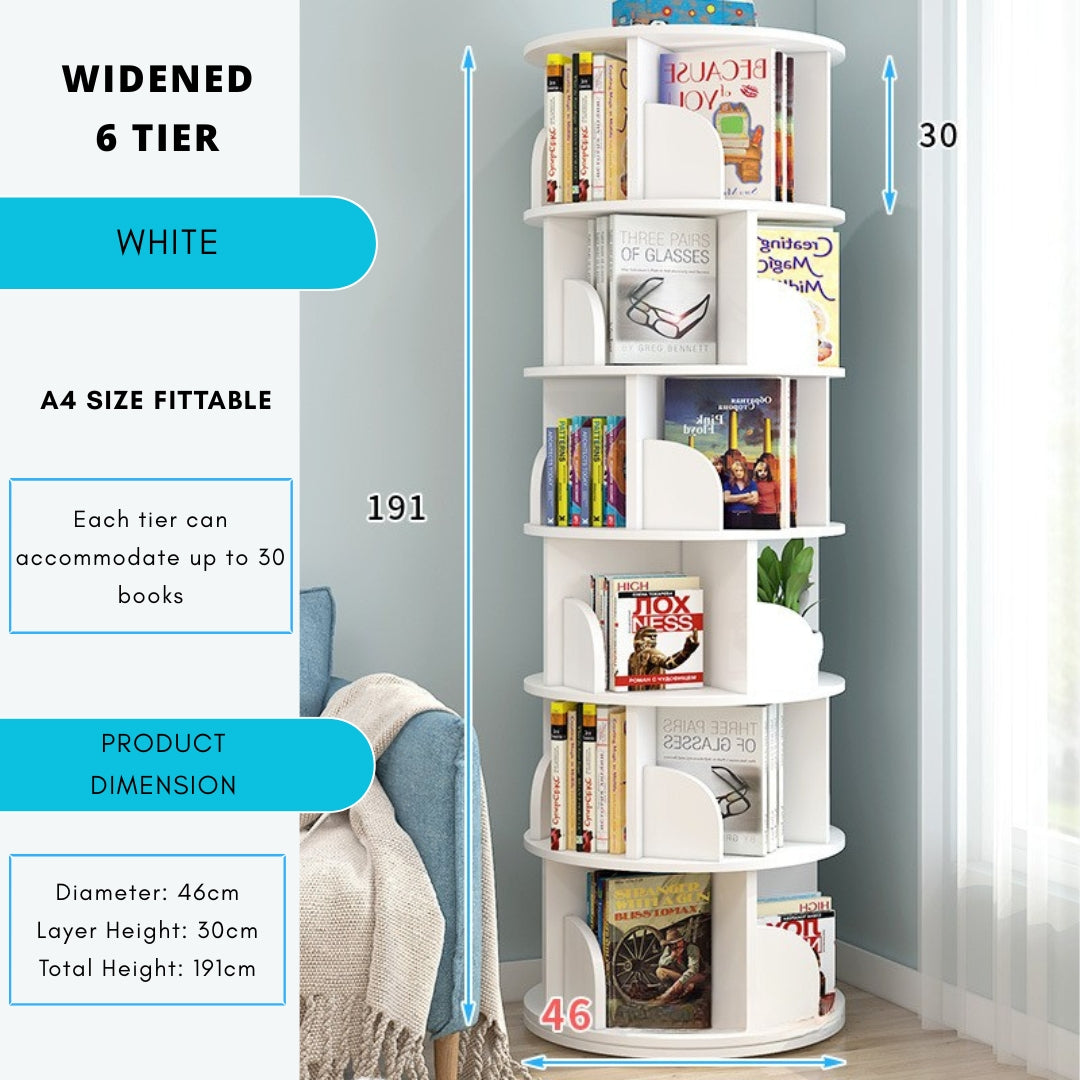360° Rotating Solid Wood Stackable Corner Bookshelf