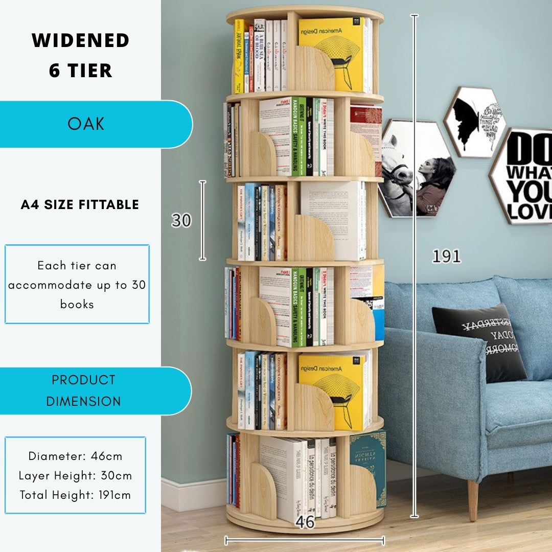 360° Rotating Solid Wood Stackable Corner Bookshelf