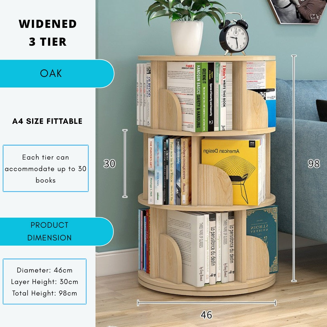 360° Rotating Solid Wood Stackable Corner Bookshelf
