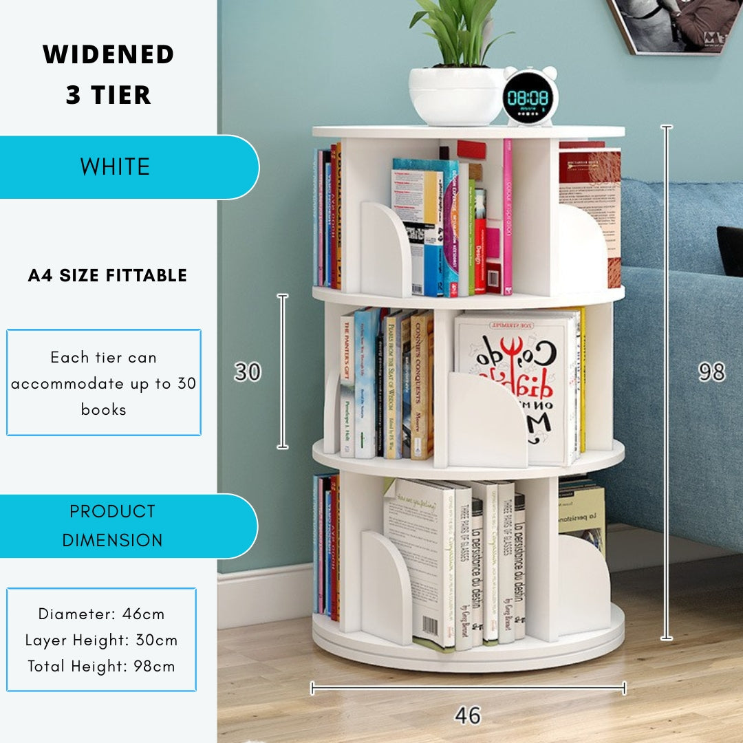360° Rotating Solid Wood Stackable Corner Bookshelf