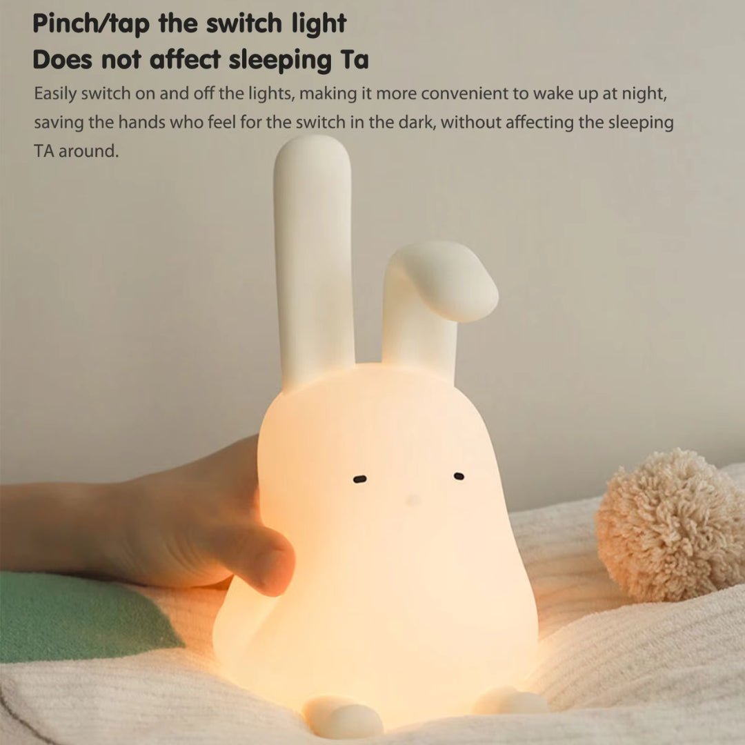 Folded Ear Rabbit Silicone Soft Nightlight Baby Sleep Lights
