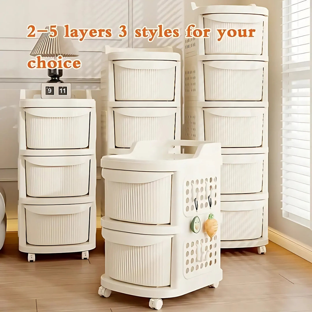 Multi-Tier Rolling Storage Organizer Cart with Drawers