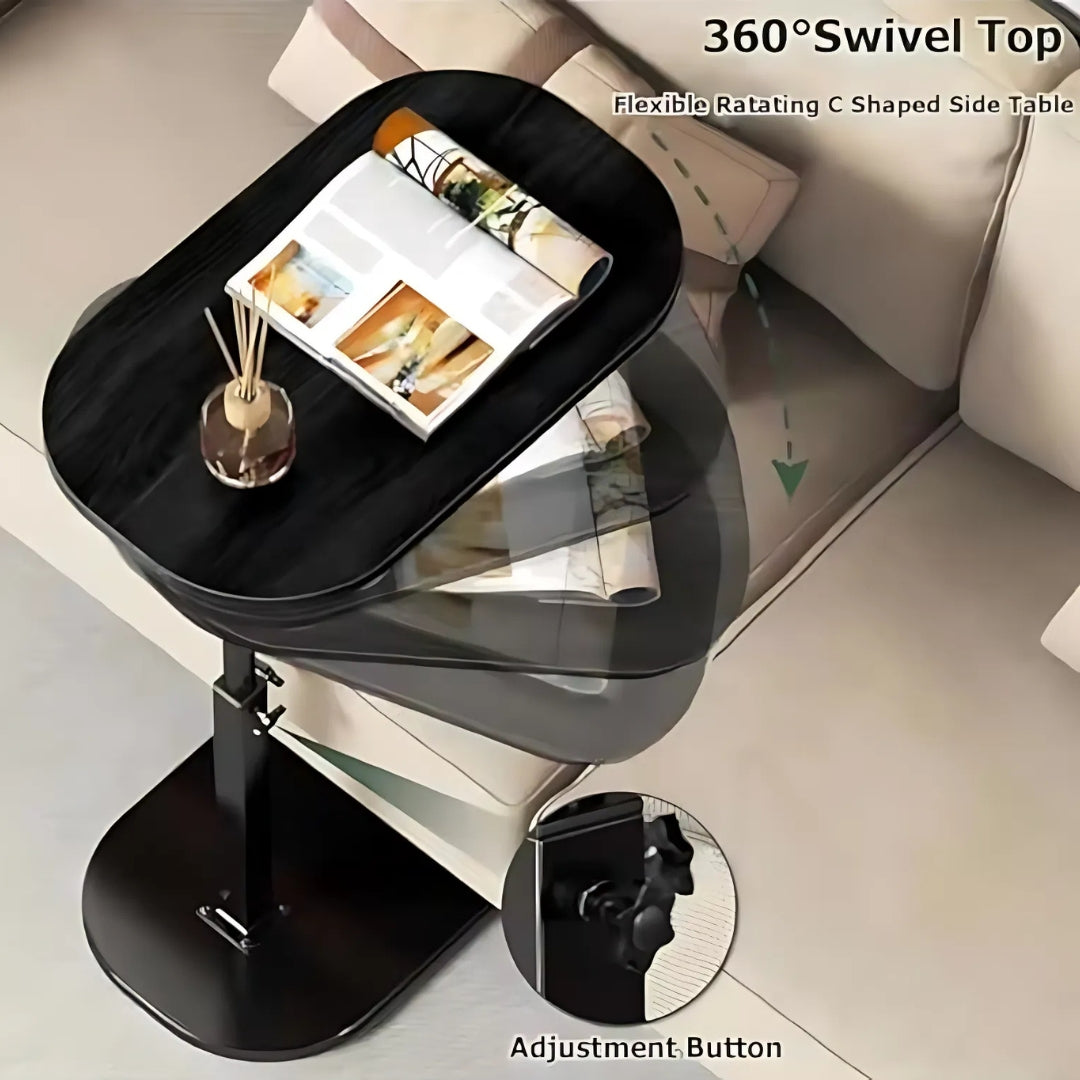 Flip Top C Shaped Bed Side Table Couch Laptop Desk