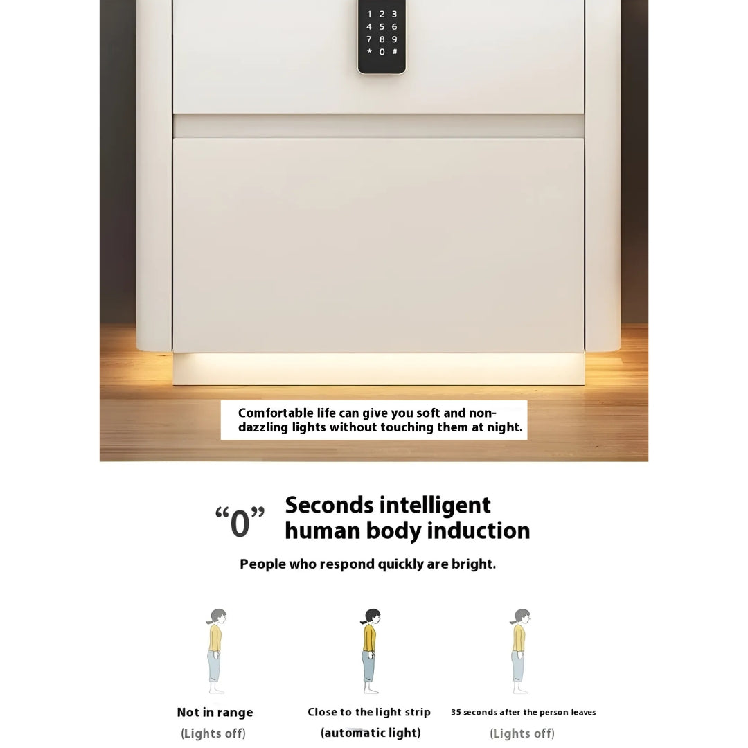 Multi-Functional Smart Safe Bedside Table with LED Night Stand