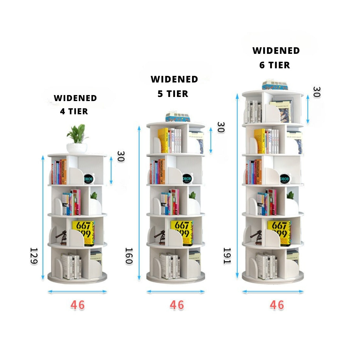 360° Rotating Solid Wood Stackable Corner Bookshelf