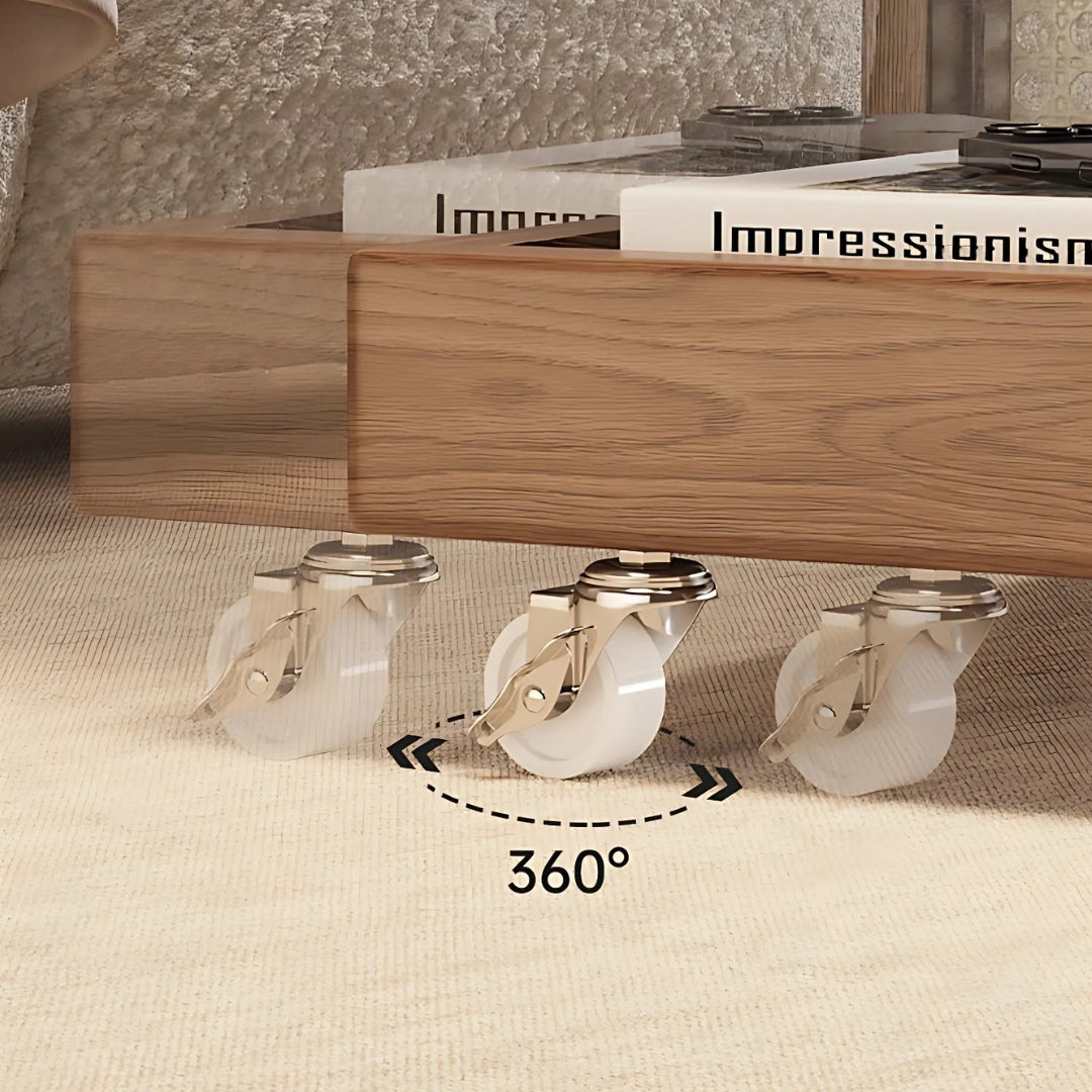 3 Tiers Tempered Glass Nightstand End Table with Wheels