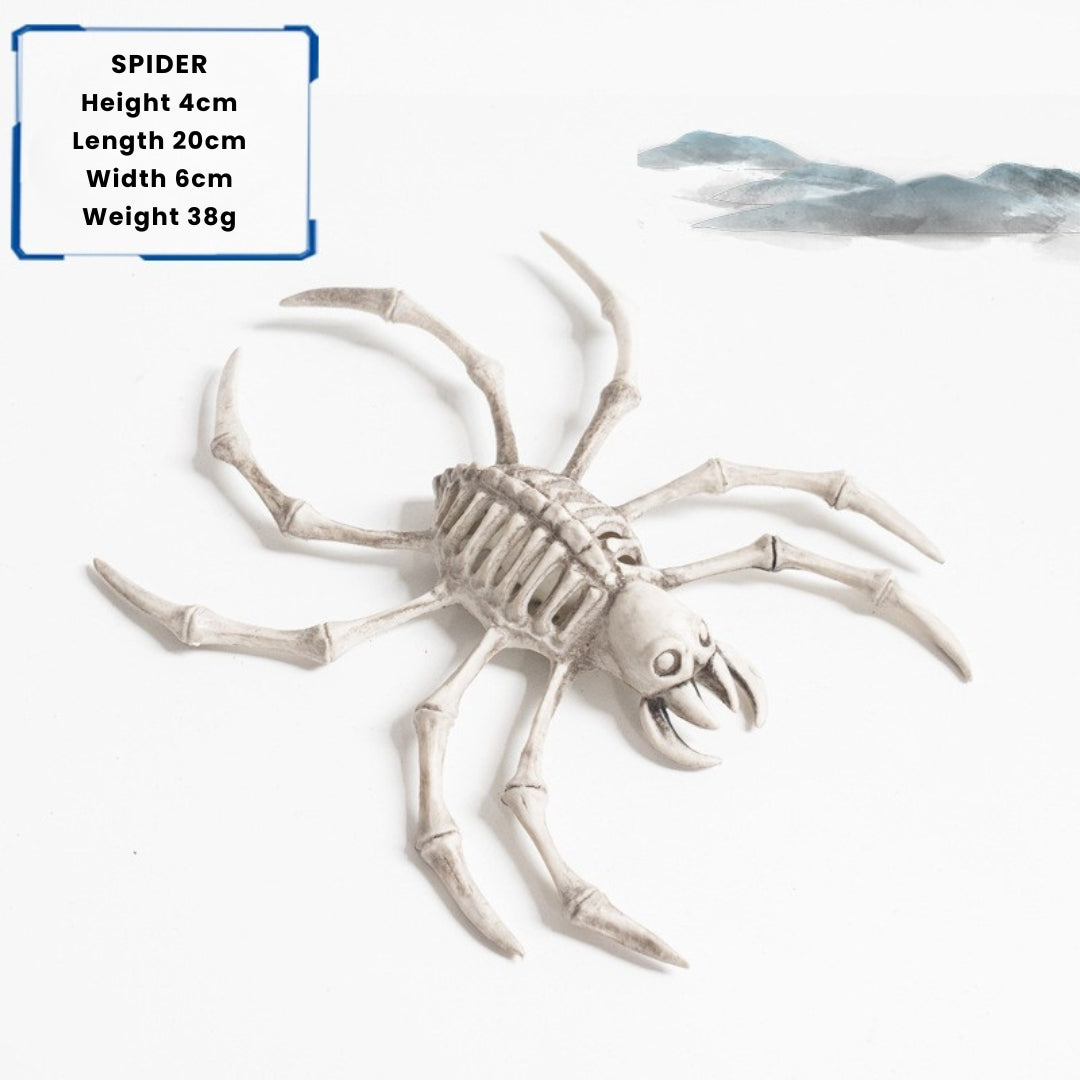White spider model with dimensions and weight on a white background