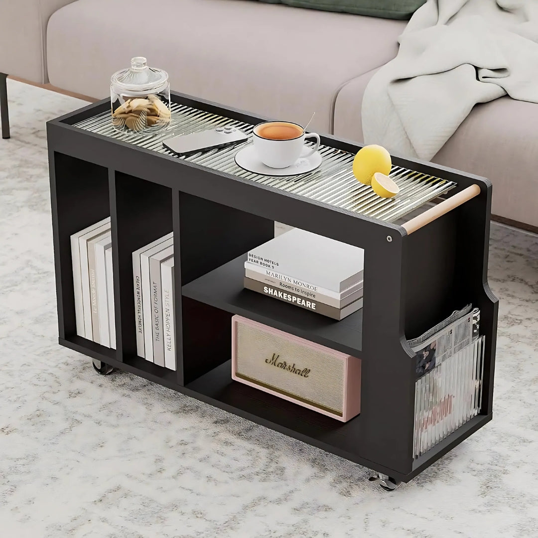 Living Room Narrow End Table Organizer Cart Trolley