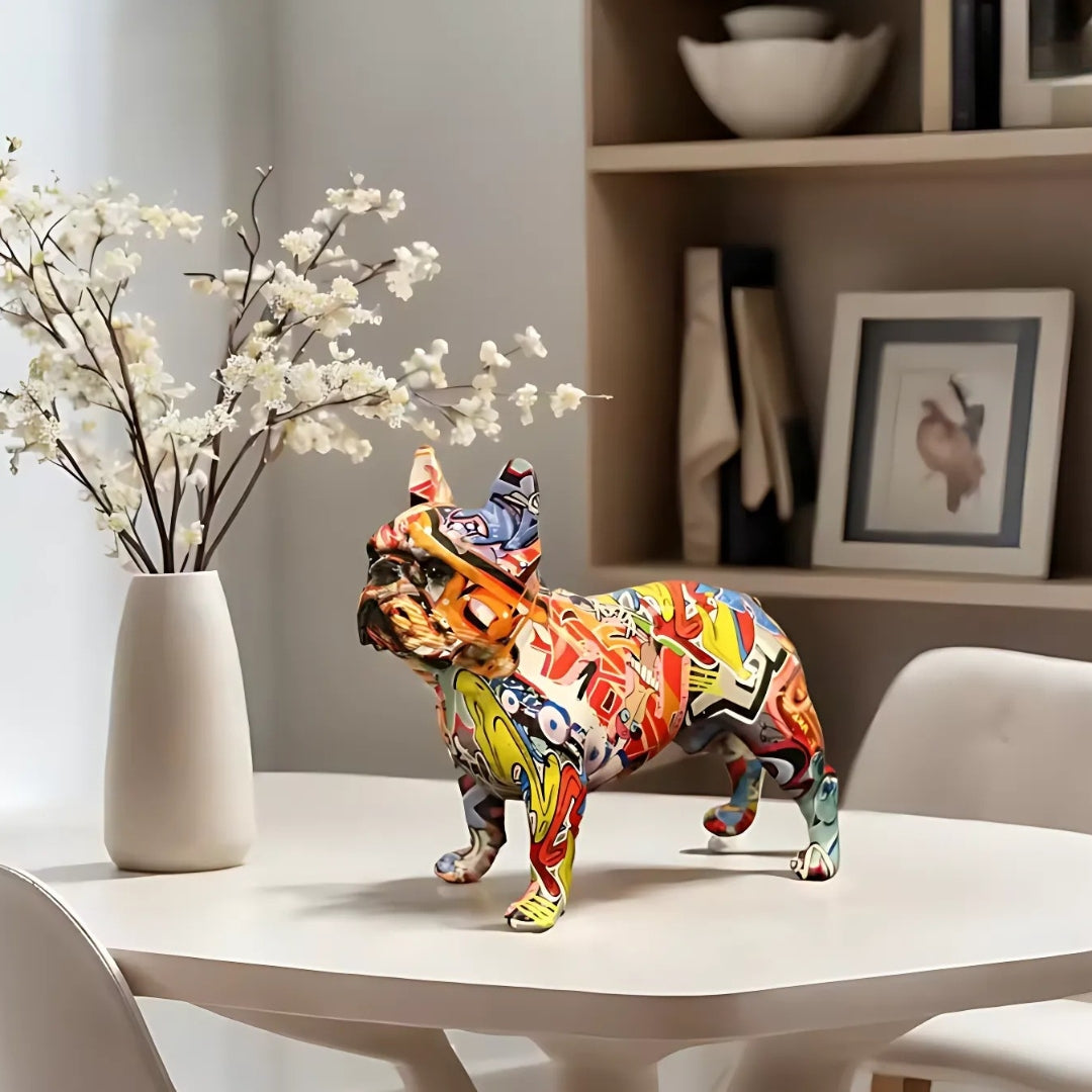 Graffiti French Bulldog Resin Statue Ornament