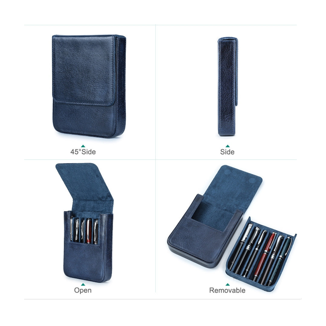 Handmade Leather Fountain Pen Case Organizer Holder