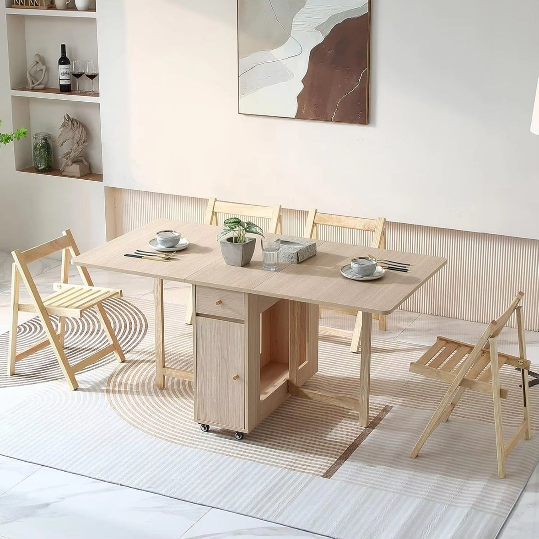 Extendable Folding Dining Space Saving Moveable Table