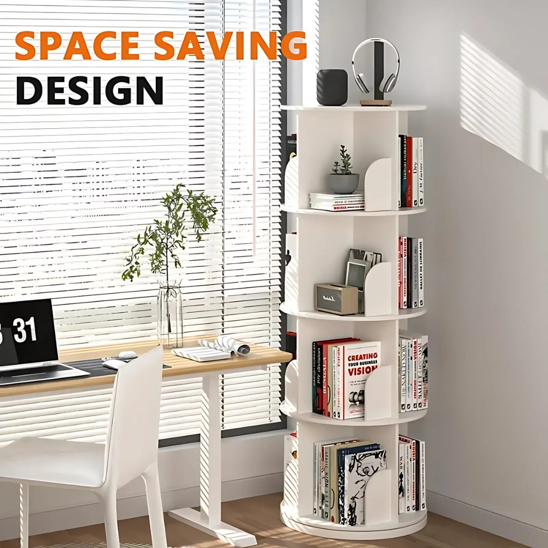 360° Rotating Solid Wood Stackable Corner Bookshelf
