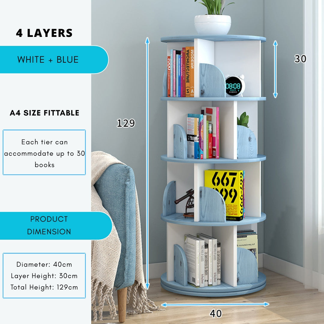 360° Rotating Solid Wood Stackable Corner Bookshelf