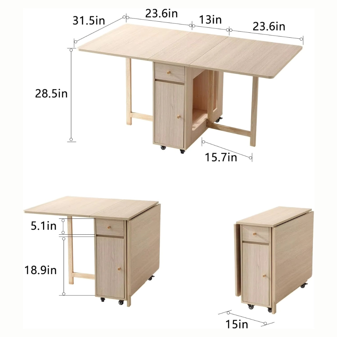 Extendable Folding Dining Space Saving Moveable Table