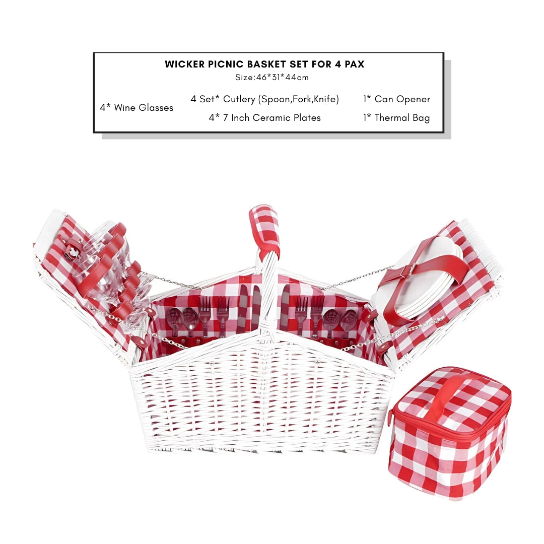 Romantic Wicker Basket Summer Picnic Set