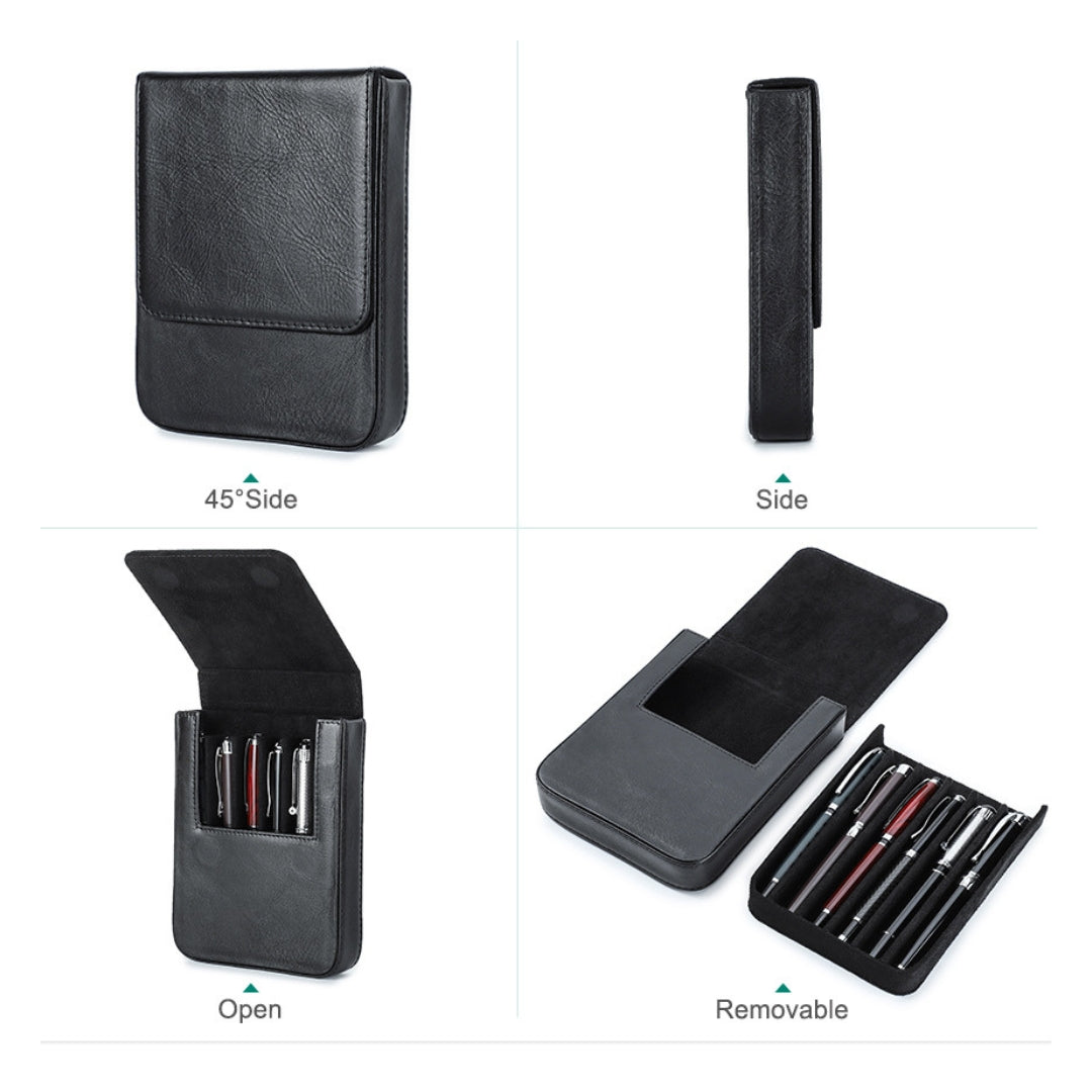 Handmade Leather Fountain Pen Case Organizer Holder