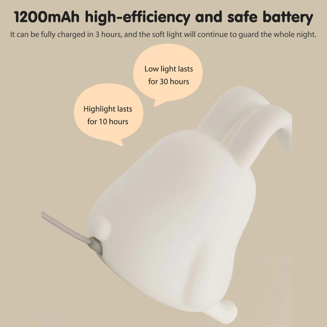 Folded Ear Rabbit Silicone Soft Nightlight Baby Sleep Lights