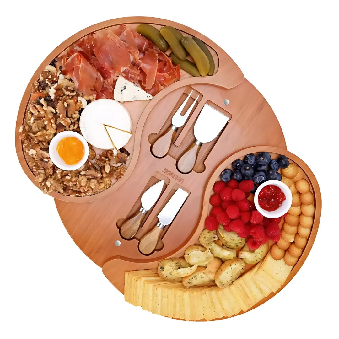 Bamboo Charcuterie Board Serving Platter Set