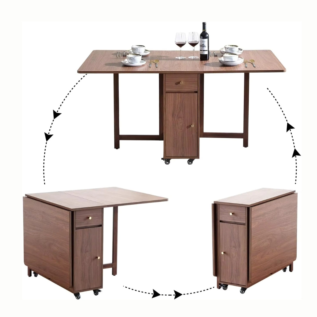 Extendable Folding Dining Space Saving Moveable Table