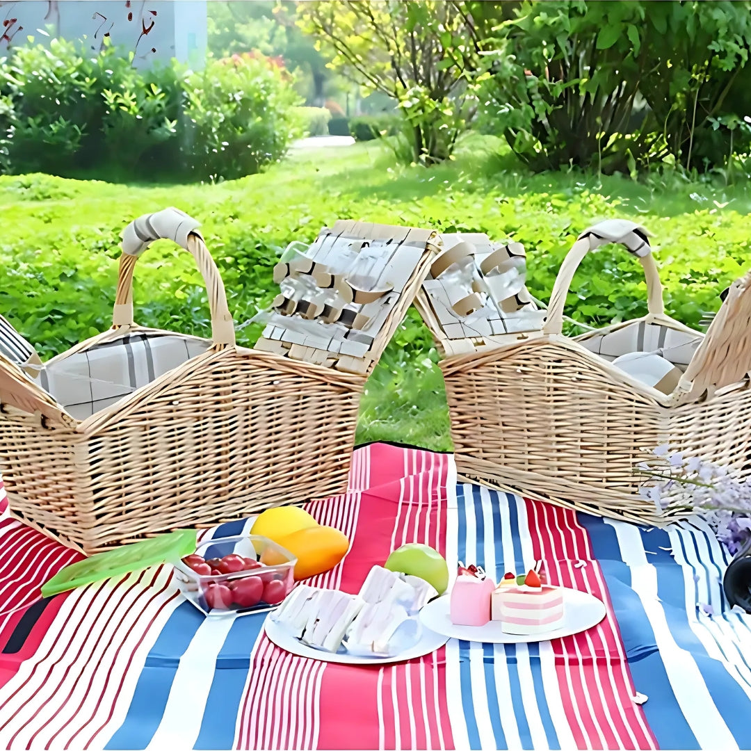 Romantic Wicker Basket Summer Picnic Set