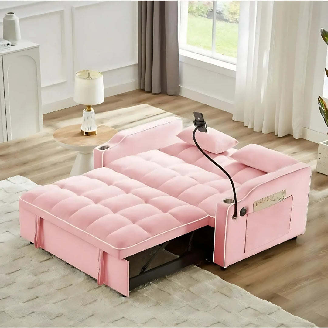 3 in 1 Convertible Sleeper Futon Sofa Bed with Side Pocket