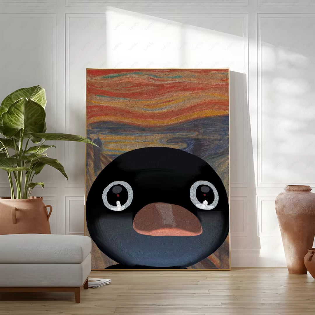 Edvard Munch Scream Cat Waterproof Wall Art Canvas Painting