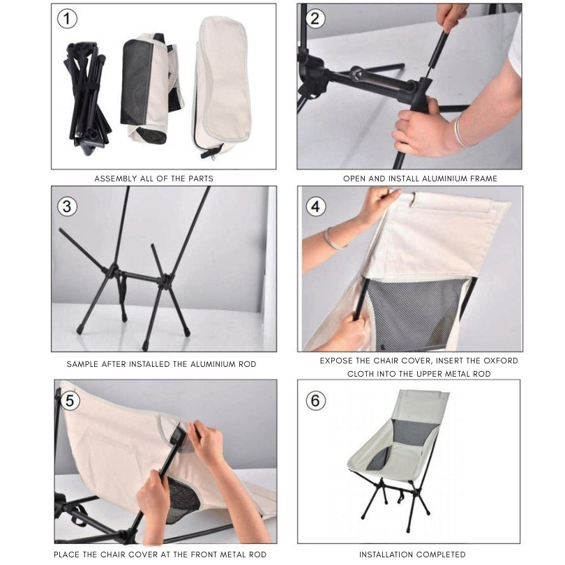 Aluminium Outdoor Foldable Camping Chair with Footrest