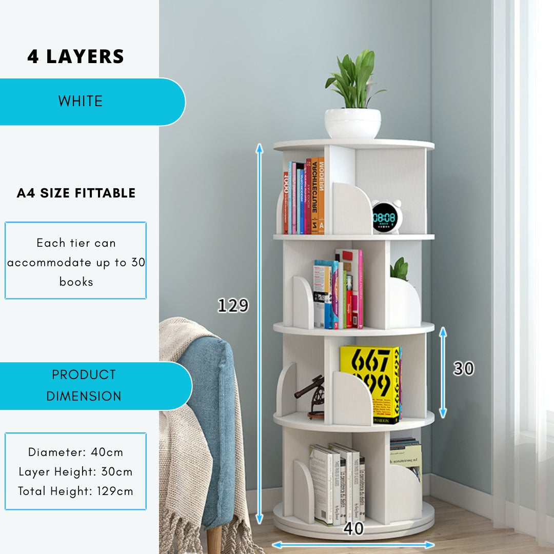 360° Rotating Solid Wood Stackable Corner Bookshelf