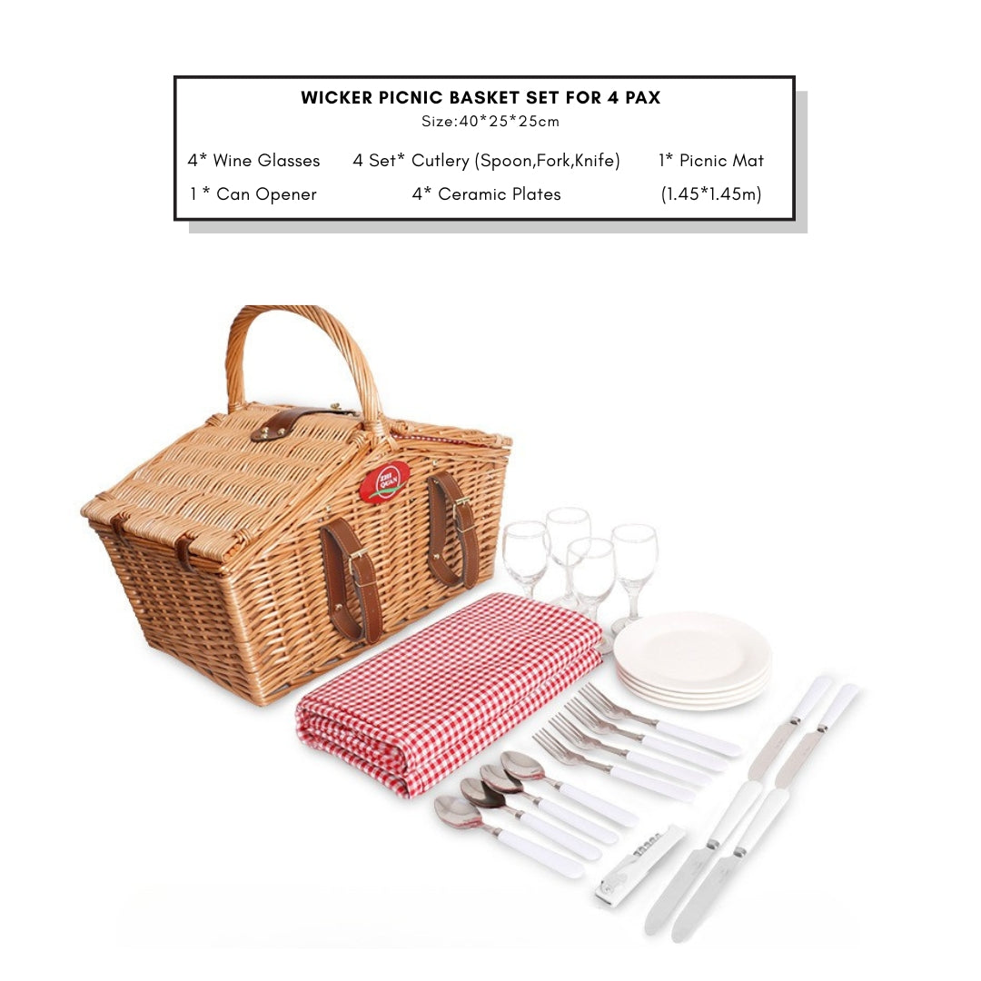 Romantic Wicker Basket Summer Picnic Set