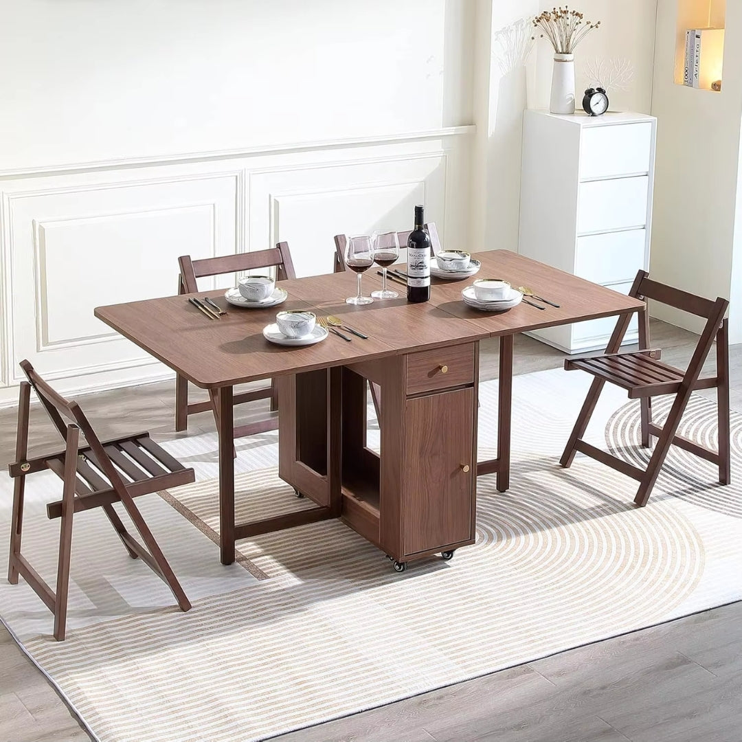 Extendable Folding Dining Space Saving Moveable Table