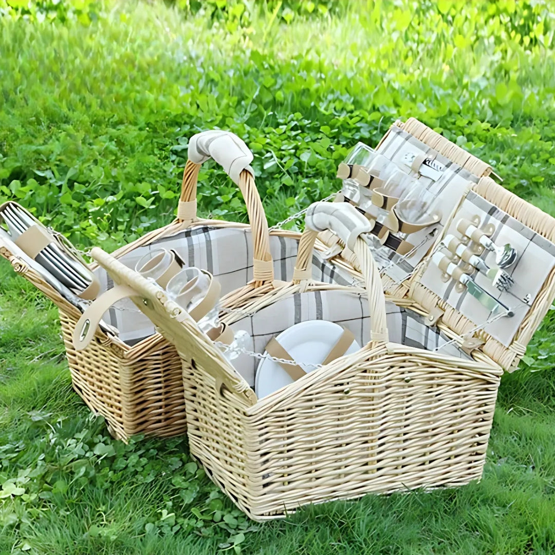 Romantic Wicker Basket Summer Picnic Set