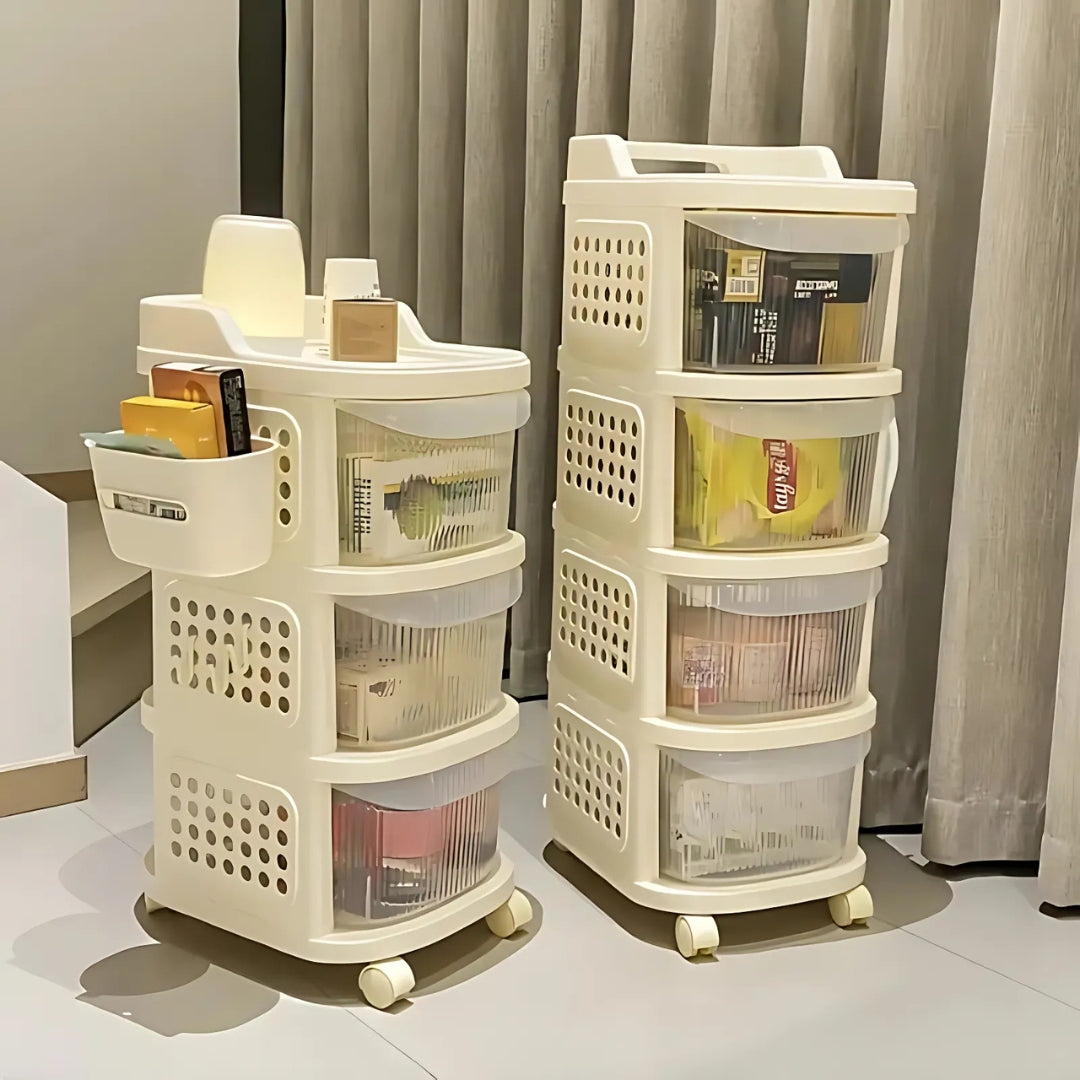 Multi-Tier Rolling Storage Organizer Cart with Drawers
