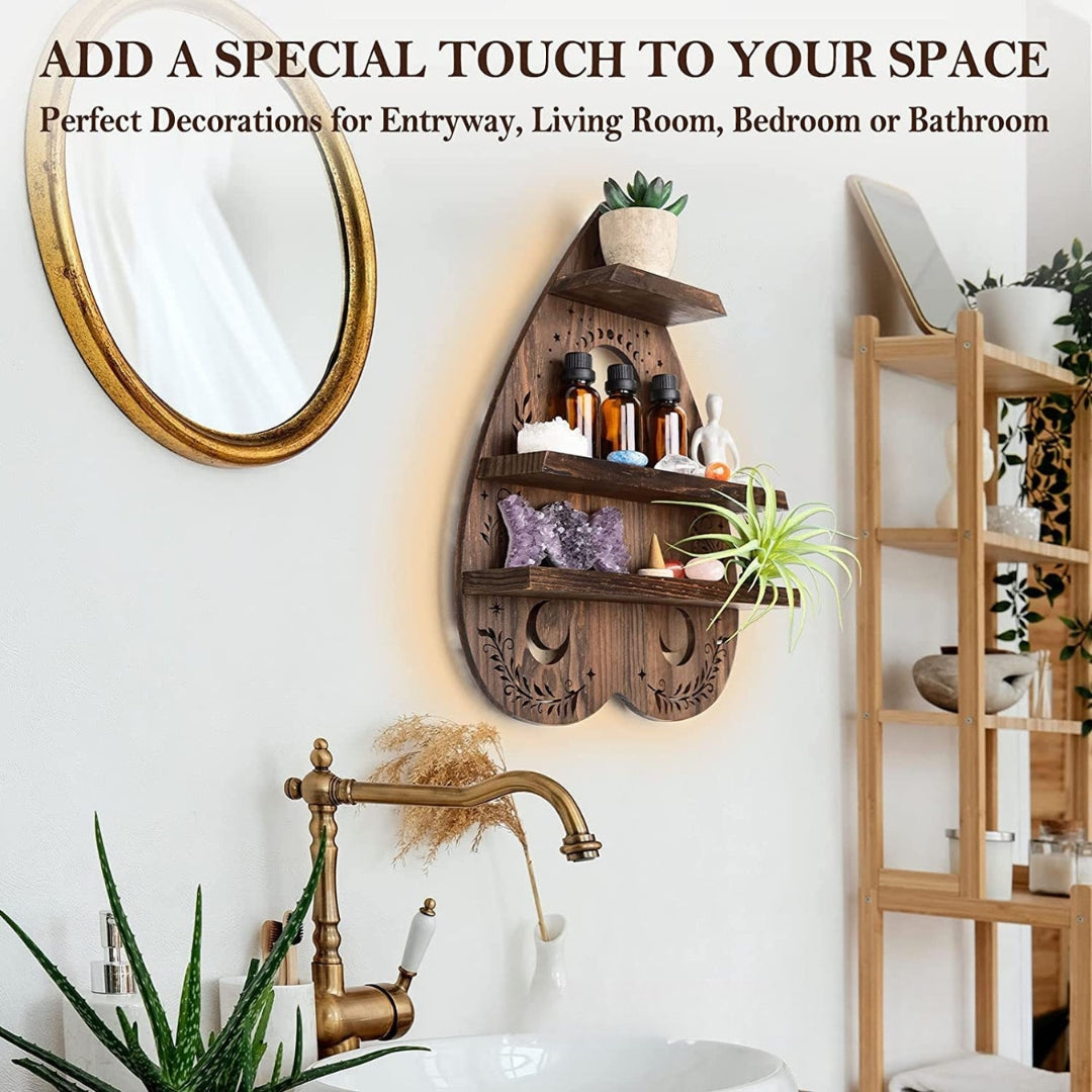Hamsa Evil Eye Crystal Display Wall Mount Shelf with Light