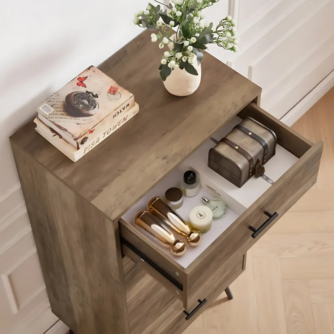 Rustic Walnut 5-Drawer Dresser Chest